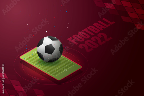 Football 2022 of Qatar and purple background