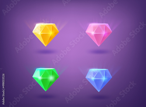 Color gems collection. 3d vector elemets set