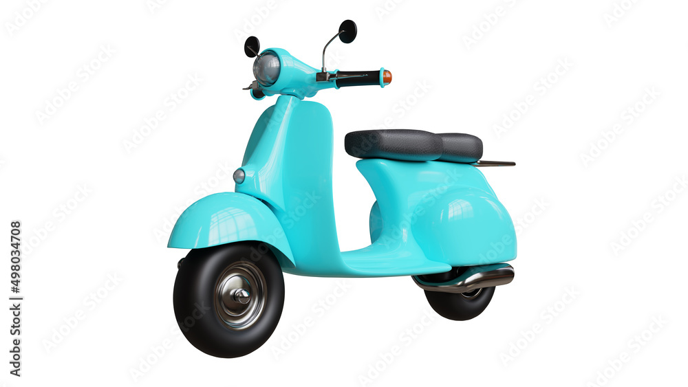 3d render of yellow Retro Motorcycle on white background.