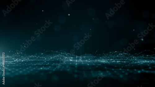 Digital Data Network with lines and dots connection, Technology network and social connection abstract background, Digital cyberspace futuristic premium background. 3d rendering