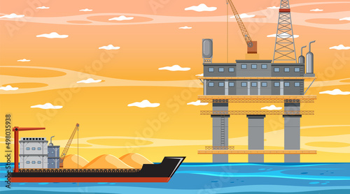 Petroleum industry concept with offshore oil platform