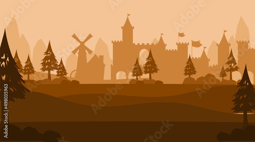 Empty silhouette medieval background