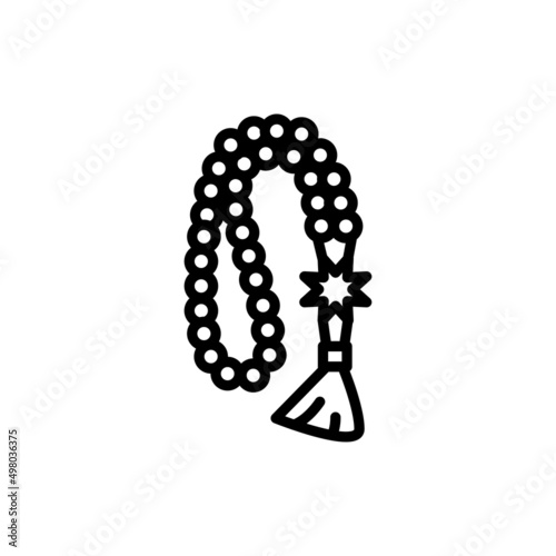 Muslim rosary subha line color icon. Isolated vector element. photo