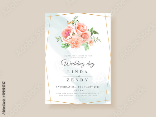 Retro wedding invitation card floral design © agnetart