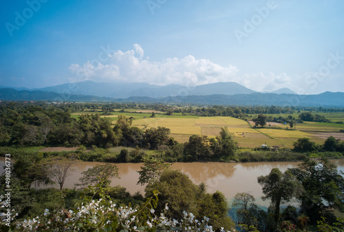 Vang Vieng Landscape with Nam Song River, Central Laos
