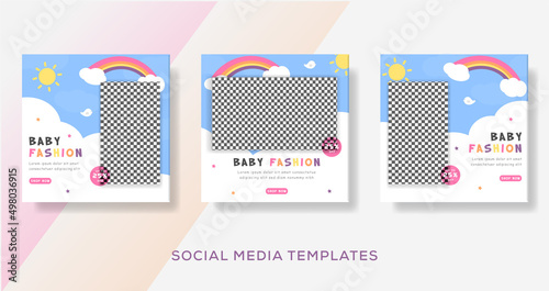 Baby fashion sale banners template for media social post. premium vector