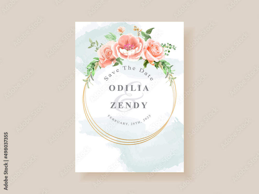 Retro wedding invitation card floral design