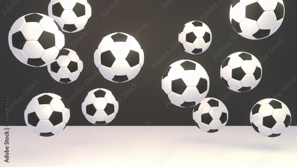 3d rendered soccer balls in the air. 3d rendered soccer balls in the air.