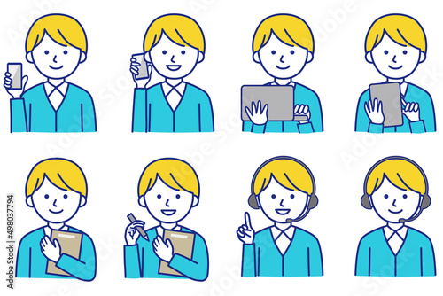 男性 PC スマホ タブレット 私服 オフィスカジュアル 襟 ワイシャツ カーディガン 人物 