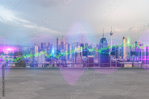 Photography Rooftop with concrete terrace, Kuala Lumpur sunset skyline