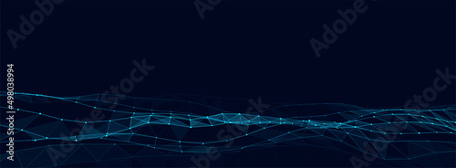 Technological wave of dots and lines. Technology background concept. Big data visualizations. Network connections. Vector illustration for website.