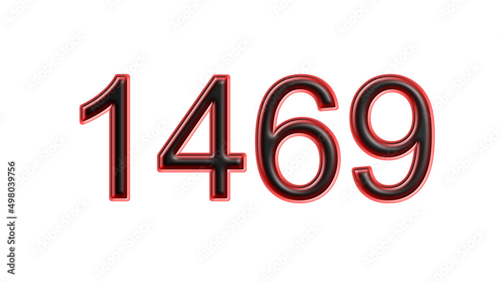 red 1469 number 3d effect white background red 1469 number 3d effect white background