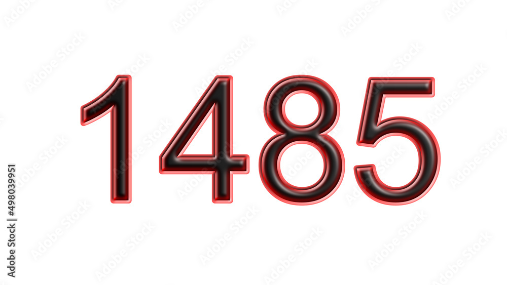 red 1485 number 3d effect white background red 1485 number 3d effect white background