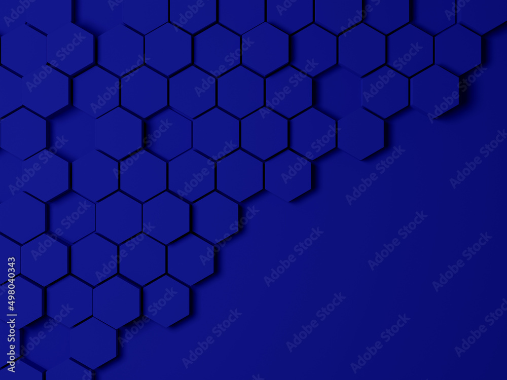 Blue abstract background hexagon shape and copy space. 3D illustration rendered. Blue abstract background hexagon shape and copy space. 3D illustration rendered.