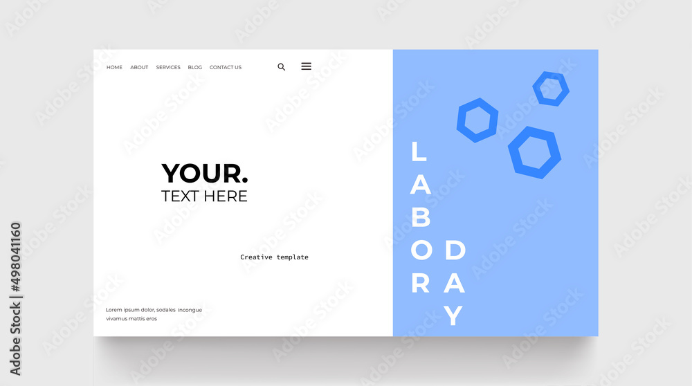 Landing page labor day in minimalistic style for web page
