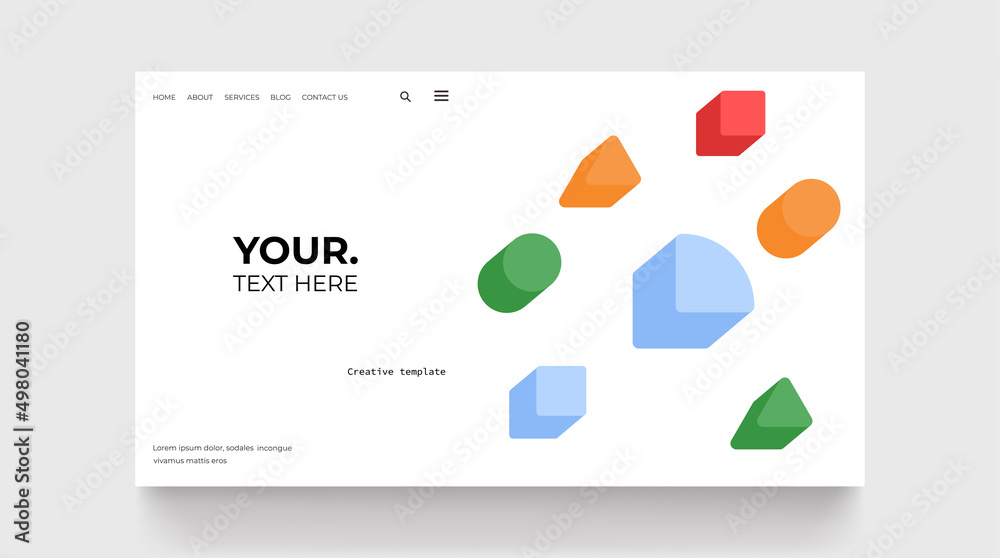 Abstract geometric landing page with different figures. Trendy backgrounds for poster, landing page, banner and packaging.