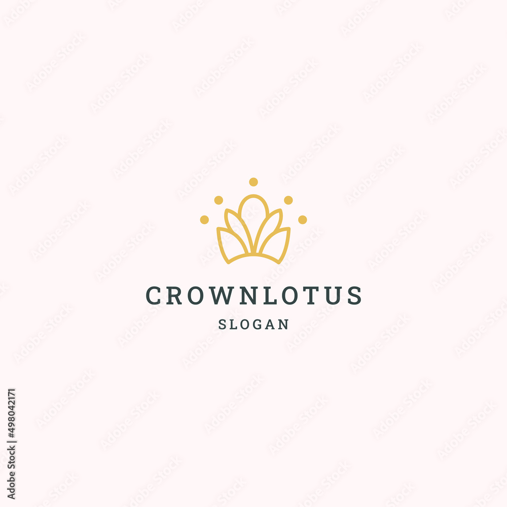 Crown lotus logo icon flat design template 