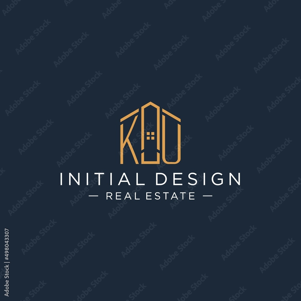 Initial letter KU logo with abstract house shape, luxury and modern ...