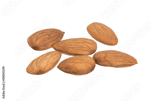 set of almond nuts isolated on white background