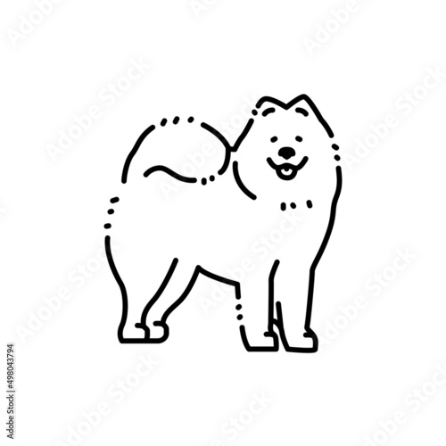 Samoyed color line icon. Dog breed.