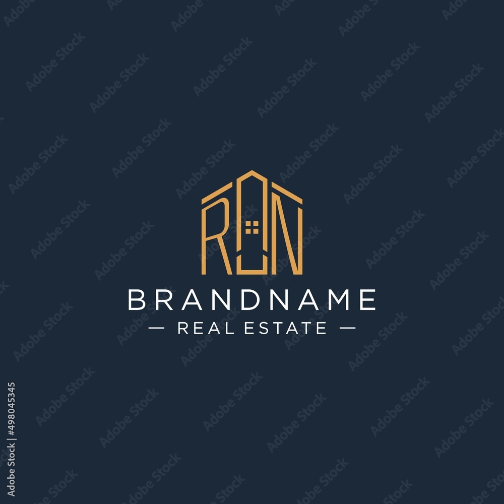 Rn Design Initial letter RN logo with abstract house shape, luxury and modern ...