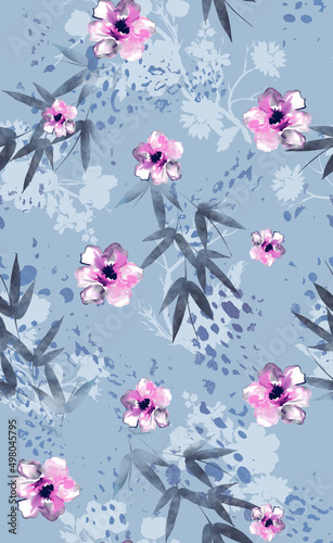 Fototapeta Naklejka Na Ścianę i Meble -  Seamless flowers pattern, floral print.