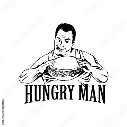 hungry man illustration icon logo design vector	