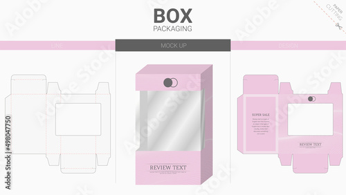 Box packaging and mockup die cut template