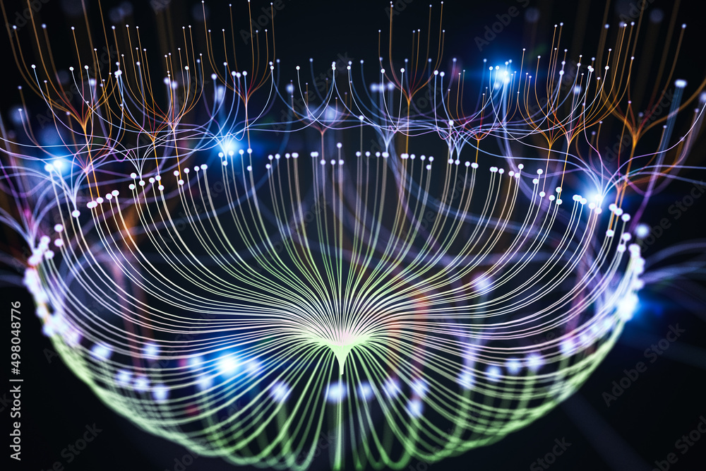 Obraz premium big data visualization digital data threads plot network