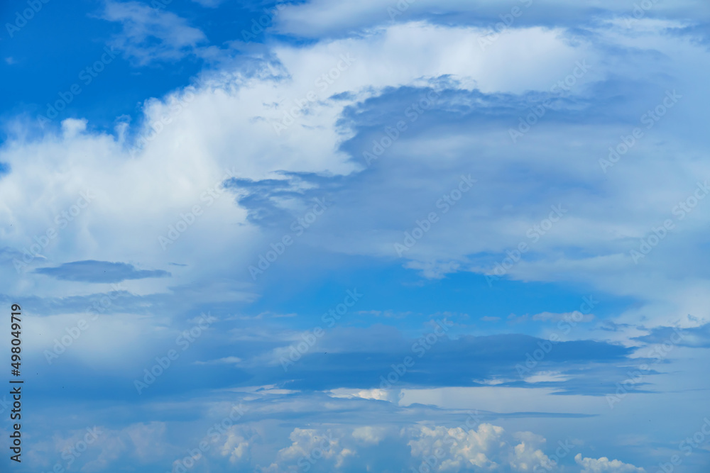 bright blue sky with clouds as abstract background
