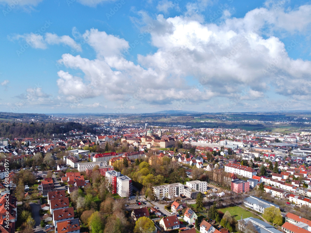 Weingarten, Deutschland: Luftige Aussicht auf die Stadt