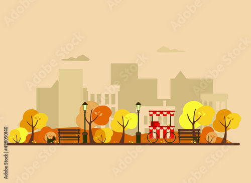 autumn in the park, city park, vector illustration