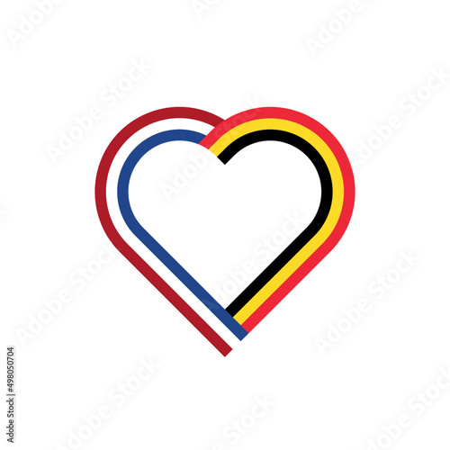 heart ribbon icon of netherlands and belgium flags. vector illustration isolated on white background