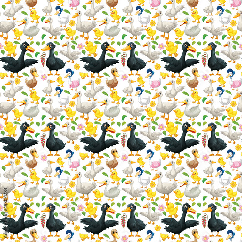 Cute animals cartoon seamless background