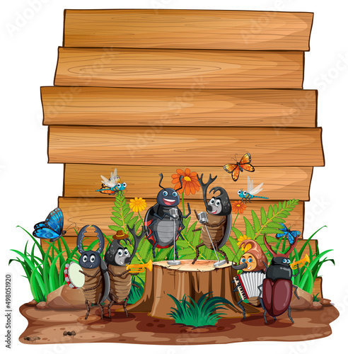 Insect with wooden frame board banner