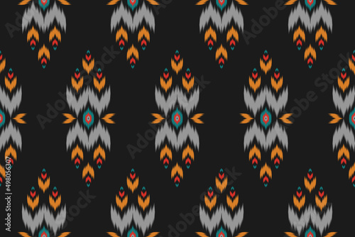 Beautiful ethnic pattern art. Ikat seamless pattern traditional. American, Mexican style. Design for background, wallpaper, vector illustration, fabric, clothing, carpet, textile, batik, embroidery.