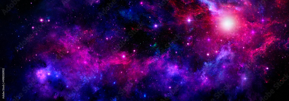 Deep space nebulae with bright stars in the sky - obrazy, fototapety, plakaty 