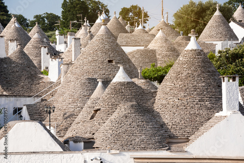 Alberobello town in Italy, famous for its hictoric trullo houses photo