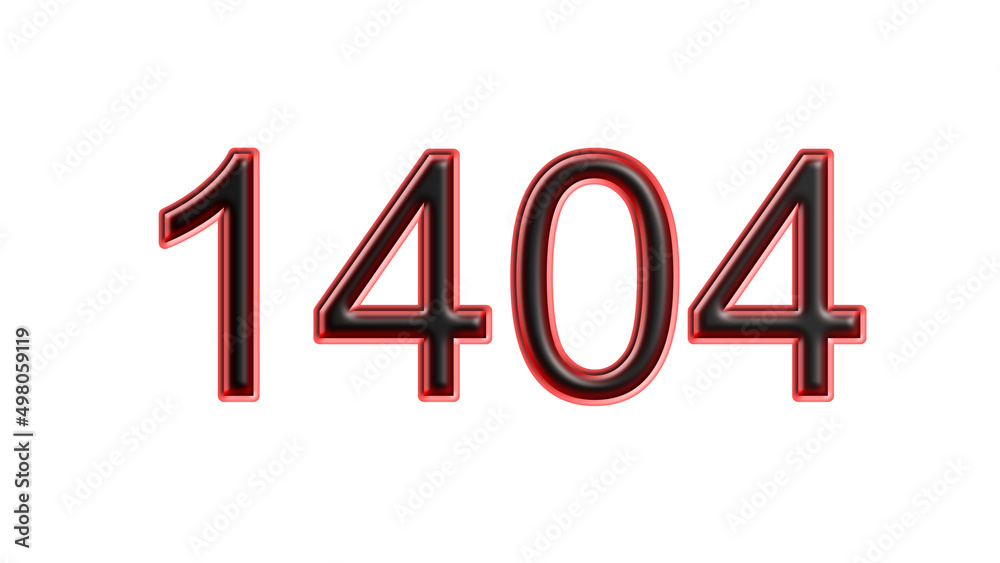 red 1404 number 3d effect white background red 1404 number 3d effect white background