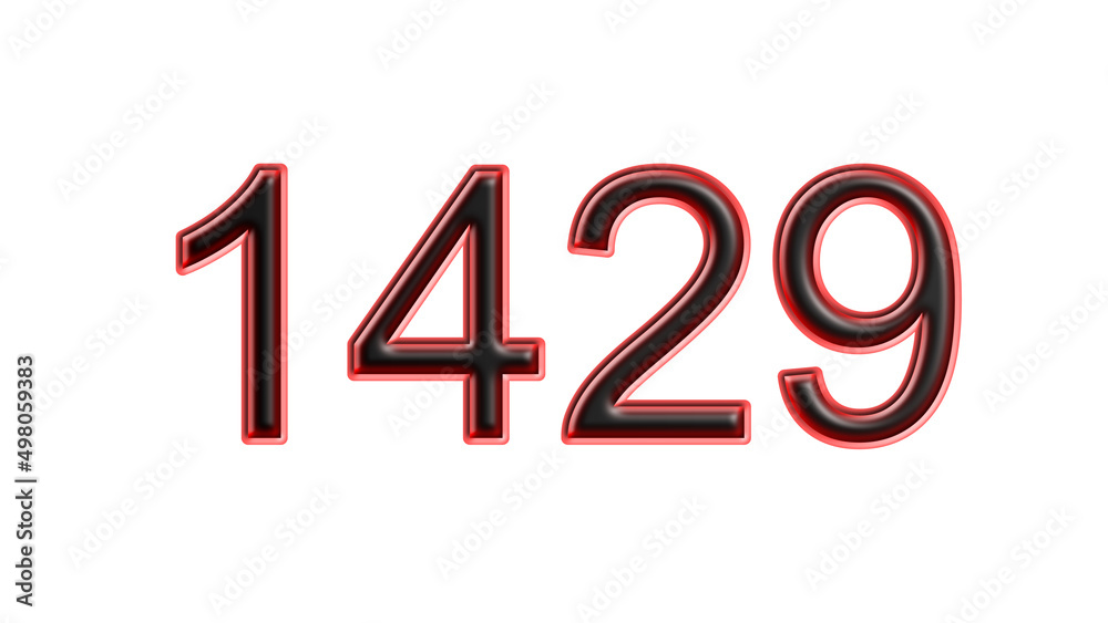 red 1429 number 3d effect white background red 1429 number 3d effect white background