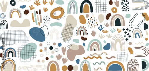Trendy vector set of abstract pieces. Hand drawn modern forms for card, print on clothes. Creative collage.
