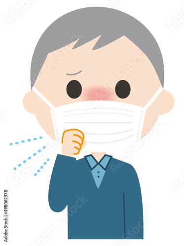 せきをする男性