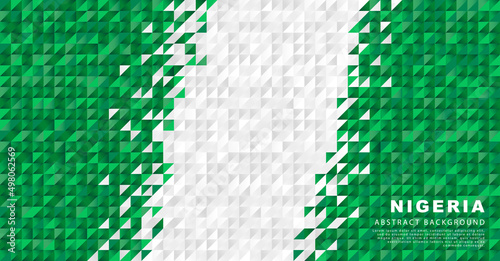Flag of Nigeria. Abstract background of small triangles in the form of colorful green and white stripes