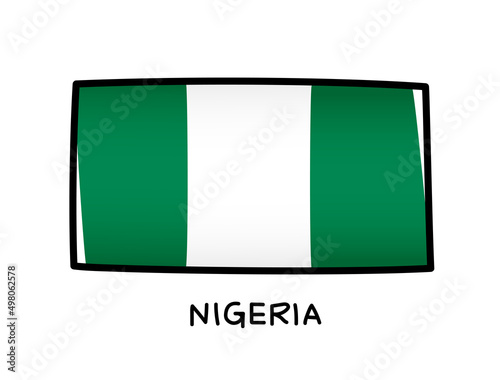Flag of Nigeria. Colorful Nigerian flag logo. Green and white brush strokes, hand drawn. Black outline. Vector illustration isolated on white background Free Download Flag of Nigeria. Colorful Nigerian flag logo. Green and white brush strokes, hand drawn. Black outline. Vector illustration isolated on white background - GFXLoad