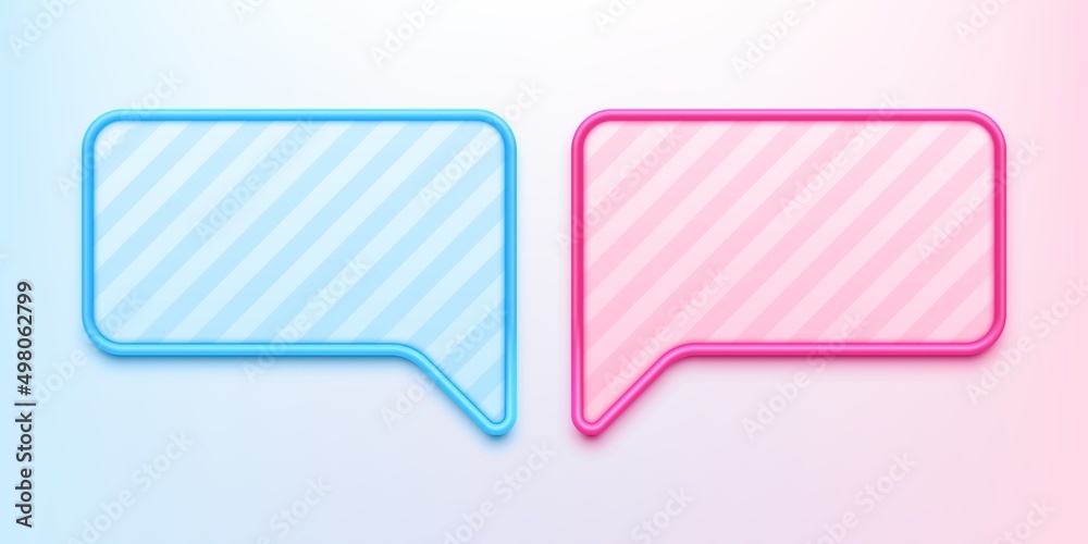 Glossy blue and pink banners. Isolated message bubbles icons. Vector illustration Glossy blue and pink banners. Isolated message bubbles icons. Vector illustration