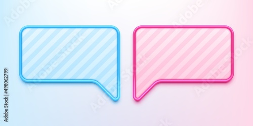 Glossy blue and pink banners. Isolated message bubbles icons. Vector illustration