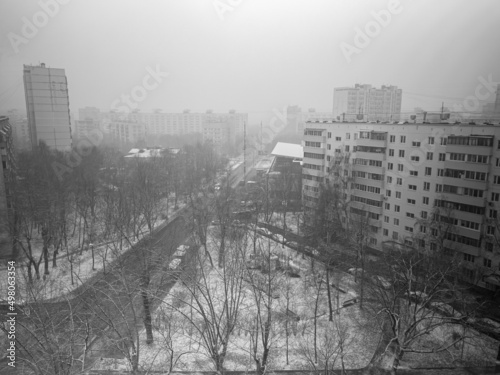 MOSCOW  RUSSIA - November 12  2021  Heavy snow in the living area