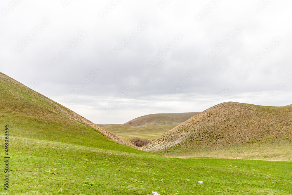 Fototapeta premium Long mountains, Orenburg region, Southern Urals, Russia.