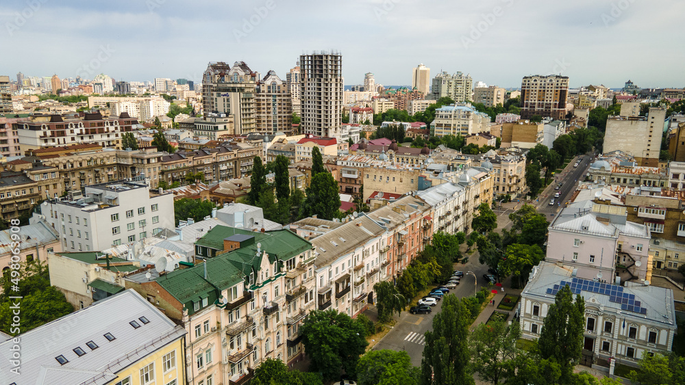 Kiev the capital of Ukraine from a bird's eye view shooting with a drone summer