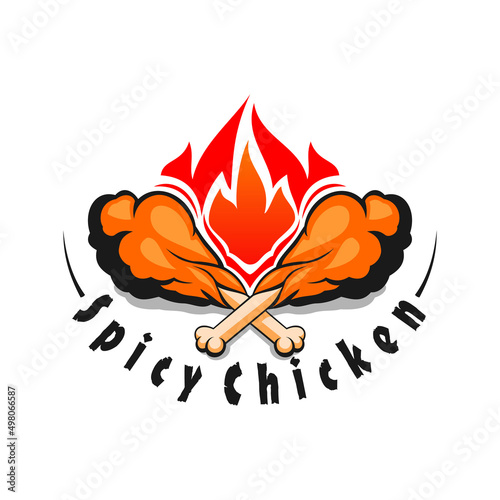 Hot and spicy roasted chicken thigh illustration